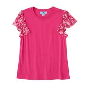 CeCe Knit Flutter Sleeve Top Women’s Size Small Hot Pink Stretch Blouse New